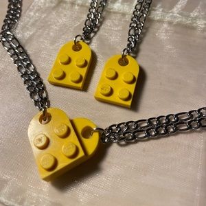 yellow lego heart necklaces